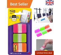 Post-it Index Medium Strong Filing Tabs, 36 Tabs, 25.4 mm x 38.1 mm, Orange, Pink and Green - Sticky Flags for Documents and Information