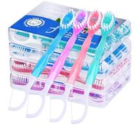36 Pack Mini Disposable Toothbrushes - 5-in-1 Prepasted Travel Toothbrush with Toothpaste Floss & Pick for Hotel Camping Flight Car Guest Use - 9ct per Portable Case Essentials for Women Men Kids