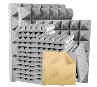 36 Pack Pyramid Acoustic Panels 12" X 12" X 2" Sound Proof Foam Panels with Self-Adhesive Acoustic Foam Panels of High Density Fast Expand Studio Soundproof Wall Panels-Grey