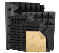 36 Pack Pyramid Acoustic Panels 12" X 12" X 2" Sound Proof Foam Panels with Self-Adhesive Acoustic Foam Panels of High Density Fast Expand Studio Soundproof Wall Panels-Black