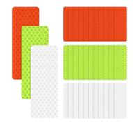 36 Pack Safety Reflective Stickers, Self Adhesive Warning Reflective Tape, Waterproof Reflective Tape Strips for Vehicle, Bicycles, Motorcycles Helmet, Clothing (Red, Fluorescent Green, White)