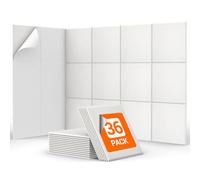 36 Pack Sound Proofing Panels Self-adhesive, TONOR 30x30x0,9cm Square Acoustic Absorbing Panels for Wall, High Density Insulation Soundproofing Panels for Recording Studio, Game Room, Offices, White