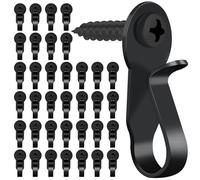 36 Pack String Light Hooks, Screw in Hooks for Hanging Christmas Light, Small Hooks Screw Hooks for Outdoor String Lights, Christmas Lights, Patio Lights, Wire Hooks, Black