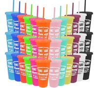 36 Pack Thank You Gifts You are Awesome Coffee Mug 24 oz Plastic Tumblers with Lids and Straw Inspirational Reusable Tumblers Appreciation Gift for Coworker Teacher Colleague Employee (Vibrant Color)