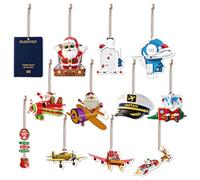 36 Pack Travel Christmas Tree Ornaments Bulk Wooden Airplane Pilot Passport Ornament Christmas Tree Decoration Airplane Gift for Travelers Custom Pilots, Crew, Flight Lovers