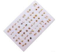 36 Pairs Assorted Plastic Stud Earrings Set Tiny Minimalist Designs Gold Silver Plated Safe Needles for Sensitive Ears 0.4x0.7cm(B)