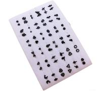 36 Pairs Assorted Plastic Stud Earrings Set Tiny Minimalist Designs Gold Silver Plated Safe Needles for Sensitive Ears 0.4x0.7cm(C)