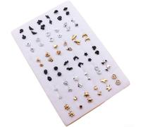 36 Pairs Assorted Tiny Stud Earrings Plastic Resin Mix Colourful Minimalist Design Comfortable Fit Girls Birthday Presents 0.4x0.7cm(D)