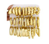 36 Pairs Gold Hoop Earrings Set for Women Multi-Pack Hypoallergenic Thick Chain Twist Hoop Earrings Jewelry Gift, All sizes, Zinc, No Gemstone
