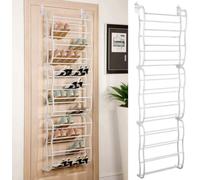 36 Pairs Over The Door Hanging Shoe Rack 12 Tiers Shelf Organiser Storage Holder, White