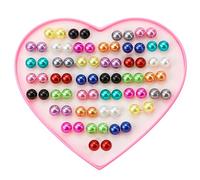 36 Pairs Size 9.5mm Colored Studs Earrings for Women, Colourful Cute Faux Pearls Small Ball Ear Set, Colorful Jewelry Pack, Hypoallergenic Aretes de Bolitas Colores for Gift (Assorted Multi Colors),