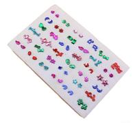 36 Pairs Tiny Resin Stud Earrings Assorted Designs Colourful Electroplated Finish Comfortable Fit for Women Girls 0.4x0.7cm(E)