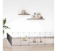 vidaXL 36-Panel Pet Cage with Door Black 35x35 cm Steel, Black