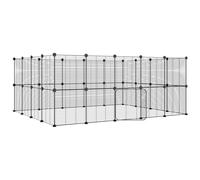 vidaXL 36-Panel Pet Cage with Door Black 35x35 cm Steel, Black