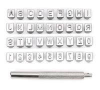 36 Pcs 1/4 Inch Capital Letter & Number Stamp Collection, 6mm Steel Alphabet Stamps for Leatherwork and Craft Stamping Projects