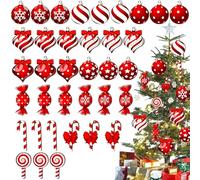 36 Pcs 2D Wooden Large Candy Cane Christmas Decorations, Glitter 2D Christmas Tree Decorations Red, Christma for Lndoor Outdoor Decor