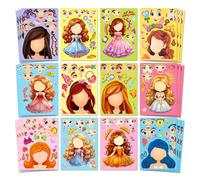 36 PCS 8.3"x5.9" Sheets Make a Face Stickers for Kids, DIY Craft Kit Mix & Match Sticker for Party Favors Decor Goodie Bags Stuffers for Girls (Princess)