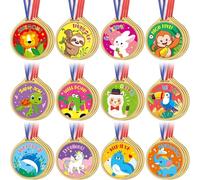 36 Pcs Award Medals Gold Plastic Award Medals Winners Sport Reward Motivational with Neck Ribbon for Sports Party Teacher Classroom Motivating and Potty Training Awards for Kids Student (Motivational)