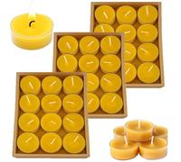 36 PCS Beeswax Candles, Yellow 100% Pure Beeswax Tealight Candles of 4 Hours Burning Time Candle Wax with Cotton Wick, Handmade Bees Wax Tea Lights for Relaxation, Home Ambience and Air Purification