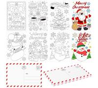 36 PCS Blank Christmas Color Your Own Postcards Christmas Postcards to Santa Coloring Merry Xmas Greeting Letter Cards Wish List Writing for Family School Office Classroom Students