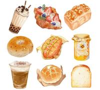 36 Pcs Bread Coffee Cutouts Cute Postcard with 40 Glue Point Dots for Bulletin Board Classroom School Birthday Party Bakery Present Decorations （5 Inch）
