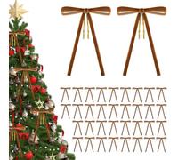 36 Pcs Brown Velvet Christmas Tree Bows, Christmas Wreath Bow Decoration, 5 x 7 Vintage Velvet Ribbon Christmas Bows Inch for Xmas Decor, Gift Wrapping, Wreaths, Crafts, Indoor Outdoor Home