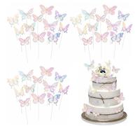 36 Pcs Butterfly Cake Decorations Butterfly Cupcake Topper Decorations for Birthday, Wedding, Baby Shower, Wedding Anniversary, Party Anniversary Celebration