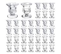 36 Pcs Candlestick Holders 2 Style Taper Candle Holders Bulk Small Glass Candle Holder for Wedding Table Centerpiece Home Party Decor