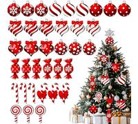 36 Pcs Candy Cane Lane Christmas Decorations,Candy Cane Christmas Decorations, Red And White Hanging Ornaments For Tree, Home Holiday Decor, Party And Gift Giving