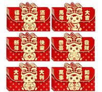 36 Pcs Chinese New Year Red Envelopes, Red Packets Lunar Year of the Horse 2026, Embossed Bronzing Foil Money Envelopes for Cash Gifts New Year Decorations, 6 Patterns (A1)