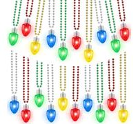 36 Pcs Christmas Hanukkah Light up Necklace LED Christmas Bead Chain with Bulb Necklaces Bulk Green Yellow Red Blue Accessories for Xmas Ugly Sweater New Year Party Decorations Supplies(Bright Color)