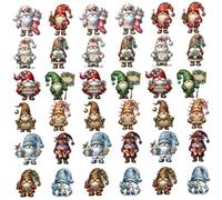36 PCS Christmas Tree Pendant, Wooden Gnome Christmas Tree Ornaments Set, Xmas Gnome Pendants, Decor for Home Office Party