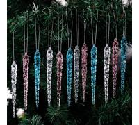 36 Pcs Clear Acrylic Hanging Icicles Drop Ornaments for Christmas Tree Decoration and Wedding Party Venue, Elegant Transparent Seasonal Hanging Decor(D)