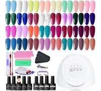 36 PCS Complete Gel Nail Polish Starter Kit - Includes UV Lamp, No-Wipe Base Coat, Glossy & Matte Top Coat, Light & Dark Colors, All Essential Manicure Tools for Beginners