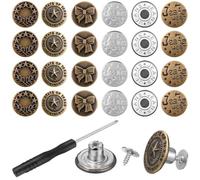 36 Pcs Copper No-sew Removable Jean Buttons Replacement