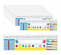 36 PCS Desk Nameplates, Double Sided PET Film Desk Name Tags with Alphabet, Numbers, Fractions, Shapes, Colors and Ruler Erasable & Reusable Traditional Manuscript Name Plate for Classroom (14” x 4”)
