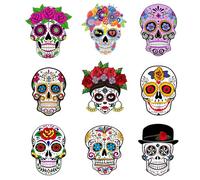 36 Pcs Dia De Los Muertos Cutouts Ornaments Skull Cutout Day of The Dead Skull Crafts for Christmas Tree Xmas Cinco De Mayo Fiesta Holiday Decoration Halloween Holiday Party Favors(4.09x5.24 Inch)