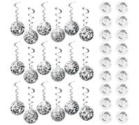 36 Pcs Disco Ball Decorations, 70s Retro Disco Party Hanging Swirls & Streamers, Silver Ceiling Decor for Disco Fever & Birthday Parties