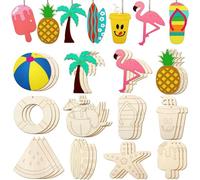 36 PCS DIY Wooden Crafts Kits for Kids,12 Styles Wooden Ornaments for DIY Crafts Home Garden Decoration Party Bag Fillers Birthday Gifts Classroom Rewards (Beach)