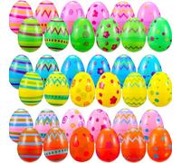 36 Pcs Easter Egg Pattern Printed Plastic Egg for Easter Hunt Colorful Decorative Eggs