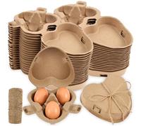 36 Pcs Egg Boxes,3 Count Heart Shape Paper Egg Container, Eggs Carton with Hemp Rope Storage Container for Holiday and Home Gathering Storing Eggs