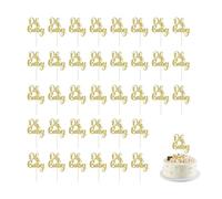 36 PCS fKiZanthene Baby Shower Cake Toppers, Golden 'Oh Baby!' Cake Toppers, Premium Kids' Birthday Party Decorations, Unisex Boy/Girl Theme Cupcake Toppers for Birthday & Celebrations