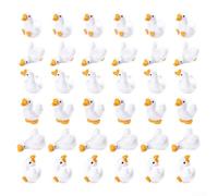 36 Pcs for Mini Resin Goose Figurines - 1 Inch Tiny Animal Bulk for DIY Crafts, Cute Desk Decor for Gardens, Terrariums & Themed Parties, Sturdy White and Yellow Ornaments