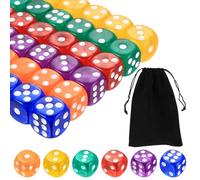 36 Pcs Game Dice Set, Multicolor 6 Sided Dice Set, 16 mm Rounded Edges Game Dice Bulk Set for Tenzi, Farkle, Yahtzee, Bunco, Dice Game, Math Game Party Favor, Teaching Math, with 1 x Storage Bag