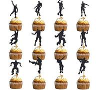 36 Pcs Glitter Black Video Game Cupcake Toppers Dance Cupcake toppers for Gaming Themed Birthday Cake Decoration Party Supplies