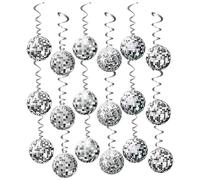 36 Pcs Glitter Disco Ball Decorations,70s 80s Disco Ball Hanging Swirls,Silver Foil Swirls Streamers,Paper Garland Sign Bunting for Retro Disco Fever Party Birthday Party Favors Supplies