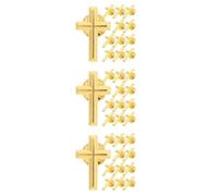 36 Pcs Gold Cross Brooch Pin for Communion and Prayer Meetings | Metal Alloy with Polished Finish, Tie Tack Backing, for Pastors and Congregation Members