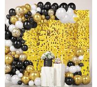 36 Pcs Gold Shimmer Wall Backdrop Panels for Party, MSDADA Gold Sequin Backdrop for Birthday Graduation Home Party Decorations Anniversary Decor