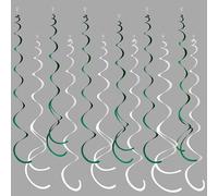 36 Pcs Green White Hanging Swirl Decorations Felt Swirl Streamer Spiral Ceiling Garland for Birthday Graduation Wedding Retirement Baby Shower Spring Summer Christmas Masters Golf Party Decor Supplies