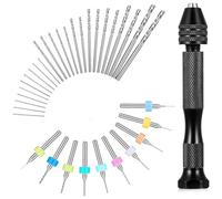36 Pcs Hand Drill Bits Set - Micro Drill Bit Set - Pin Vise, Twist Drills, PCB Mini Cutting Bits for Resin, Polymer Clay, Craft, DIY, Jewelry